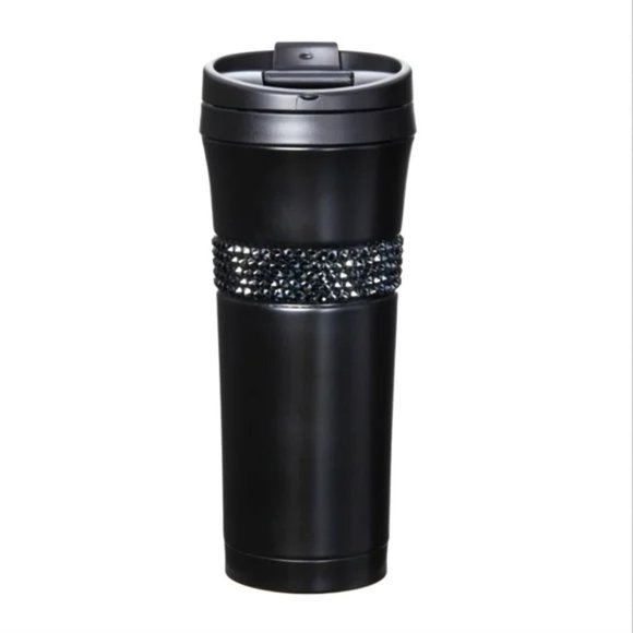 Starbucks Matte Black Stainless w/Swarovski Crystals - Picture 1 of 9